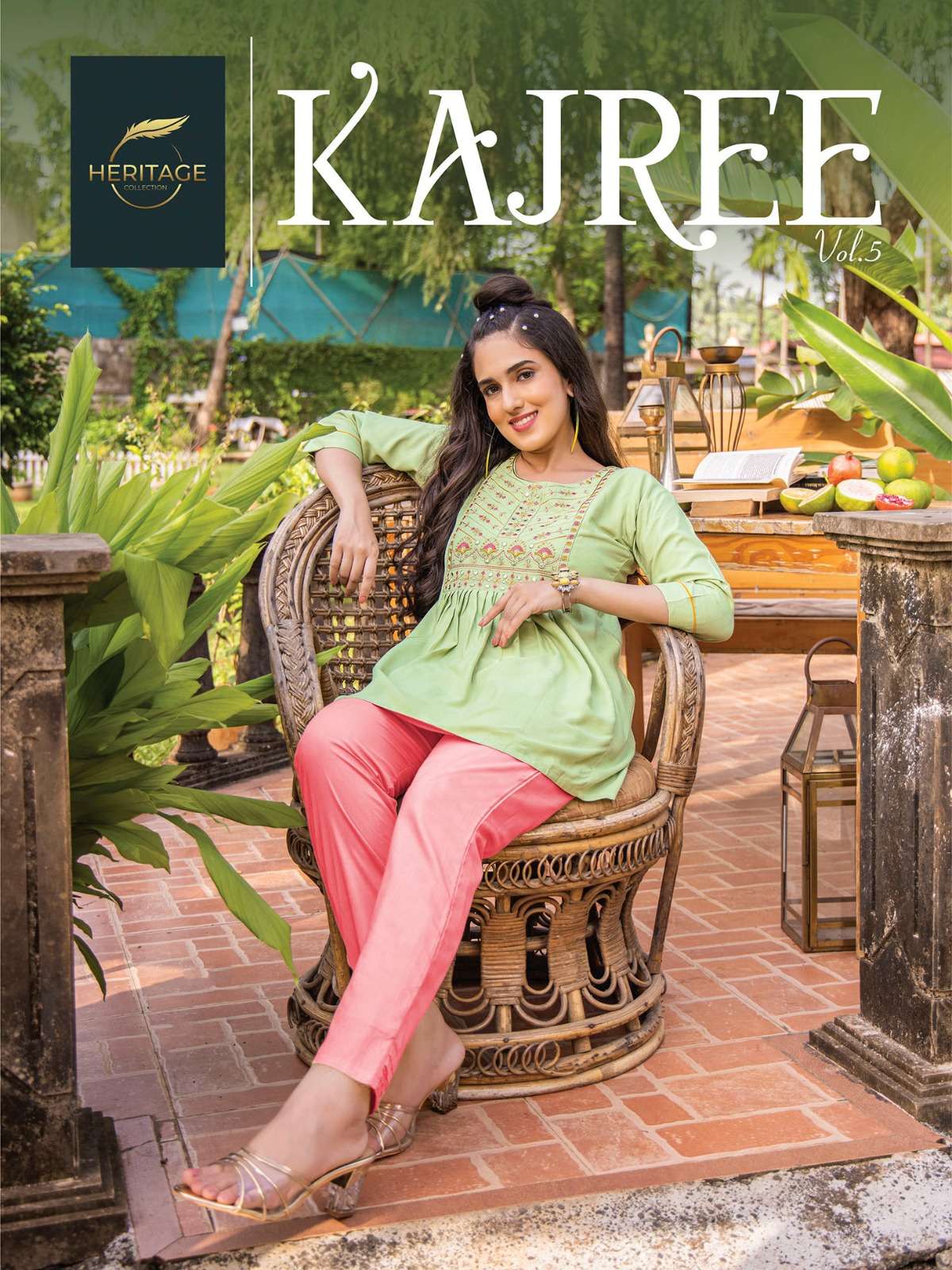 KAJREE VOL 3 RAYON SLUB DESIGNER SHORT KURTI WITH EMBROIDERY WORK BY HARITAGE BRAND POSTER